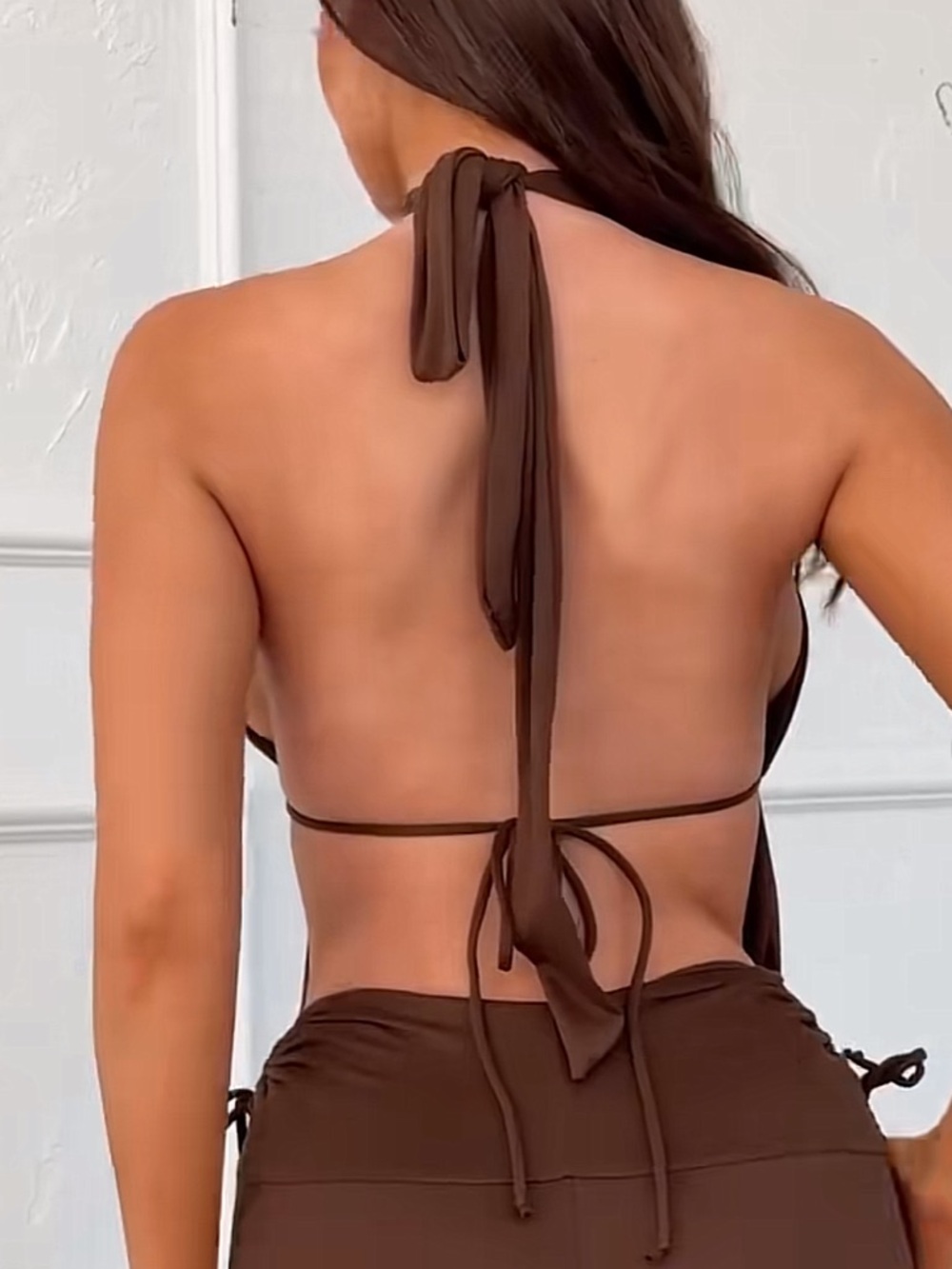 Fashion Nova Brown Halter Mini Top - Picture 3 of 4